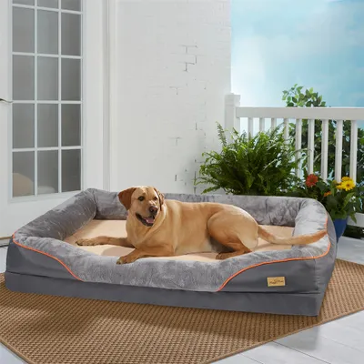 Produktbild von WISFOR Orthopädisches Hundebett Tierbett Hundekissen flauschig & formstabil - Bezug abnehmbar & waschbar, gelenkschonend, XXL:120x90x30cm