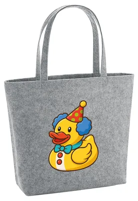 Produktbild von Huuraa Filzshopper Quietscheente Clown Gummiente Zirkus 22 Liter Grey Melange Filztasche Geschenkidee