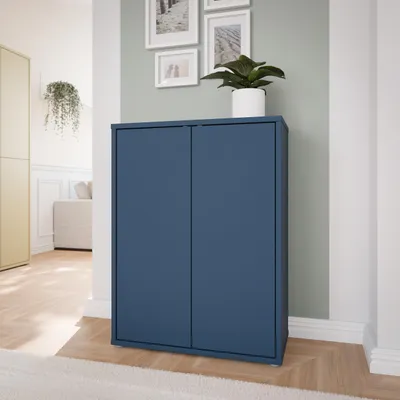 Produktbild von Forte ALICE SPRINGS Schuhschrank 70 80, modern-minimalistisch, 2-türig, Holzwerkstoff, Nachtblau, 74,5 cm breit x 99,1 cm hoch x 34,9 cm tief