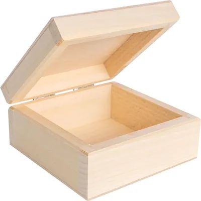 Zdjęcie produktu dla Creative Deco Małe Drewniane Pudełko 10x10x5 cm (+/- 0,5cm)| Szkatułka na biżuterię, prezent |do Decoupage, dekoracji, przechowywania| Naturalne