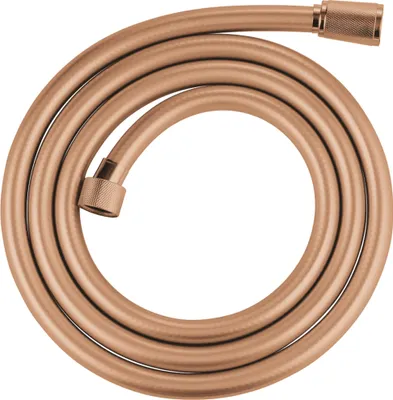 A coiled shower hose on a white background.