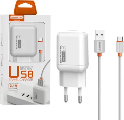 Image de Chargeur 2A + Câble Type-C Blanc Somostel 2100Ma Usb-C Sms-A52 10W