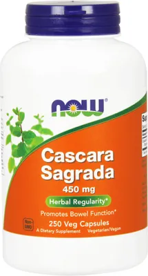 Produktbild von NOW FOODS Cascara Sagrada 450 mg, 250 Kapseln.
