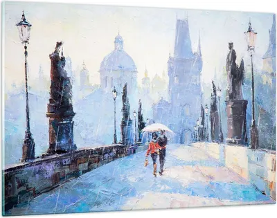 Produktbild von Bilder auf glas - Brücke Stadt Prag - 120x80cm - Glasbilder - Wandbilder - Kunstdruck - zum Aufhängen bereit - Wanddekoration aus Glas - Glas Bilder - Wandbild auf Glas - Einteilig - GAA120x80-3416