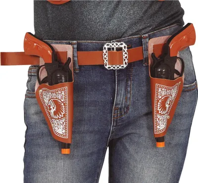 Produktbild von Cowboy Sheriff Spielset Western Abenteuer Gürtel Pistolen Sheriffstern Rollenspiel, Farbe: Braun