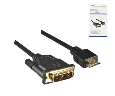 Produktbild von DINIC HDMI auf DVI-D Kabel, vergoldete Kontakte, Schwarz, 2 m