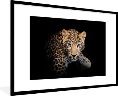 Produktbild von MuchoWow® MuchoWow® Gerahmtes Poster Panther - Schwarz - Tiere 90x60 cm - Poster mit zchwarzem Bilderrahmen - Wanddekoration - Fotos