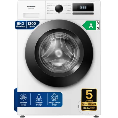 Produktbild von Heinner HWM-HME6012IVSMA Schlanke Waschmaschine 6 kg, 1200 U/min, Inverter, , Weiß
