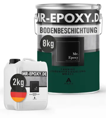 Produktbild von Mr. Epoxy Epoxidharz Bodenbeschichtung (10 kg, RAL 6005 Mossgrün) - 2K Betonfarbe für Garagen, Keller & Werkstatt Boden - Flüssigkunststoff Epoxid Grundierung und Bodenversiegelung