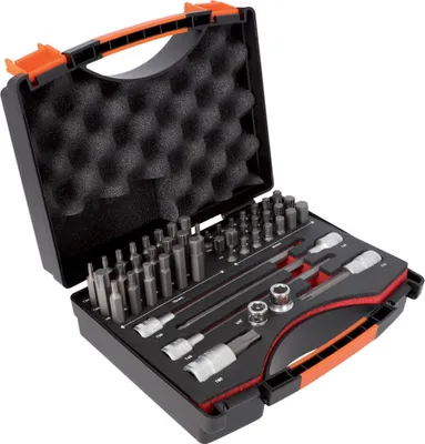 Produktbild von Bahco BE5049T, 49 Stück(e), Hex (metrisch), Torx, T20, T25, T27, T30, T40, T45, T50, T55, T60, 4,5,6,7,8,10,12 mm, Stahl, 320 mm
