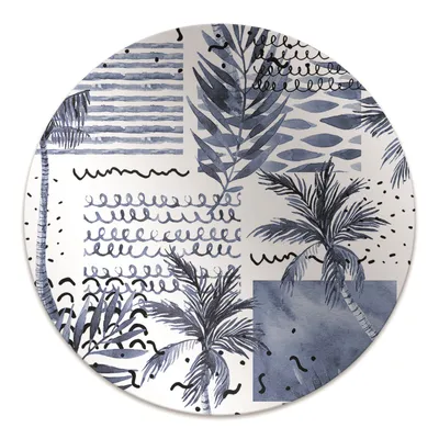 Produktbild von Rundmatte - Stuhlunterlage Bürostuhlunterlage - Rund Ø 100 cm - Bodenmatte - Fußmatte - Blaue Palme