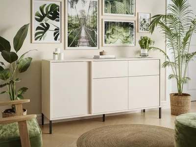 Produktbild von DELLE beige 153 cm Kommode mit Schubladen und led