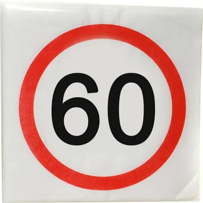 Produktbild von Serviette 33x33cm 12Stück Verkehrsschild Zahl 60