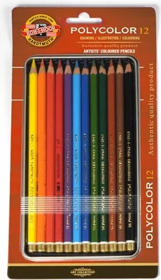 Obrázek produktu pro KOH umělecké pastelky Polycolor, 12 ks, kovové pouzdro, blistr