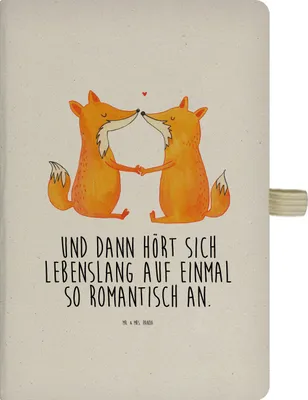 Produktbild von Mr. & Mrs. Panda Tagebuch Füchse Liebe - Transparent - Geschenk, Journal, Schreibheft, Fuchs, Freundin, kariertes notizbuch, Paar, A5
