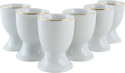 Produktbild von OTIX Eierbecher-Set von 6 Weiß mit Goldrand CROCUS
