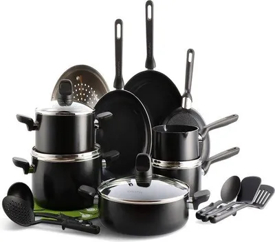 Produktbild von Famanu Pannenset 20-teilig - Keramische Antihafteigenschaften, Induktionsgeeignet, Schwarz