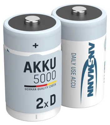 Produktbild von ANSMANN Akku D 5000mAh Mono NiMH 1,2V – 1000x wiederaufladbar (2 Stück)