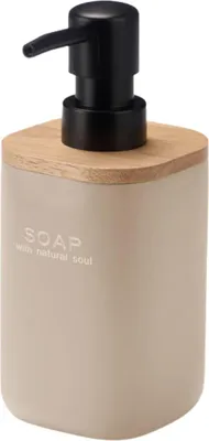 Immagine prodotto di BERILO | Dispenser per sapone - 18,5 cm - beige - Pratica pompa nera - per liquidi e gel