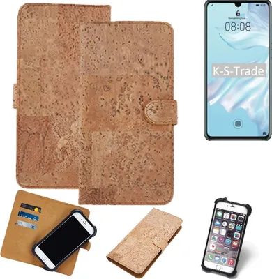 Produktbild von K-S-Trade Hülle kompatibel mit Huawei P30 Pro  Kork Handyhülle Cover  Schutzhülle TPU Case Bumper in Hellbraun, (1x)