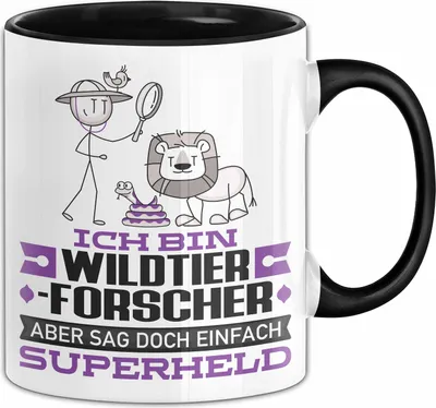 Produktbild von Wildtierforscher Geschenk Tasse Ich Bin Wildtierforscher Aber Sag Doch Einfach Superheld Lustige Geschenkdiee für Wildtierforscher Kaffee-Becher (Schwarz)