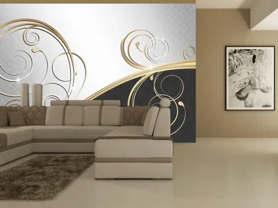 Produktbild von Vlies Fototapete 400x280 cm Tapeten Wandtapete XXL Abstrakt Ornament beige gold braun a-A-0024-a-b