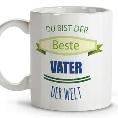 Keramikbecher 330 ml, Spruchbecher, Geschenkbox, Vätertag