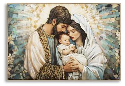 Obrázok produktu pre Nástenná maľba Nativity lakovaná vrátane rámu -A- 122 x 82 x 4 cm