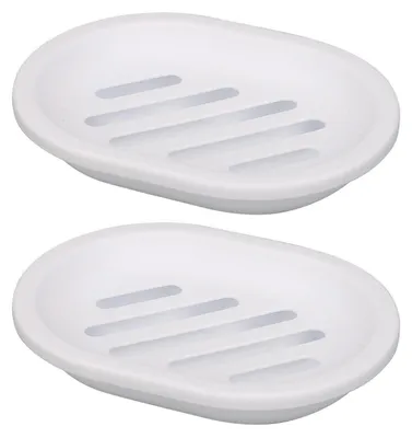 Immagine prodotto di Porta sapone, confezione da 2, bianco, plastica. Facile da pulire. Mantiene la saponetta asciutta, ideale per bagno e cucina