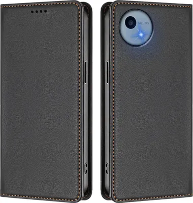 Produktbild von Handyhülle für Sharp Aquos Wish5, Kunstleder Klapphülle Stoßfeste Magnetische Hülle mit Ständer Schwarz