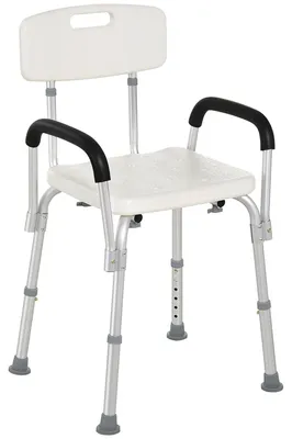 Imagen del producto de Silla de Ducha para Personas Mayores con Respaldo Altura Regulable Antideslizante y Apoyabrazos Carga 136 kg
