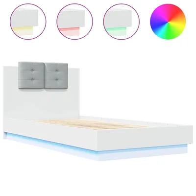 Obrázok produktu pre vidaXL Rám postele s čelom a LED osvetlením biely 75x190 cm