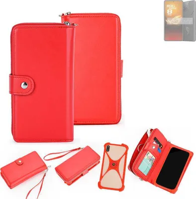 Produktbild von K-S-Trade 2in1 Schutzhülle Portemonnee Handyhülle mit Bumper kompatibel mit Asus ROG Phone 8 Hülle Case Etui Geldbörse Smartphone rot (1x)
