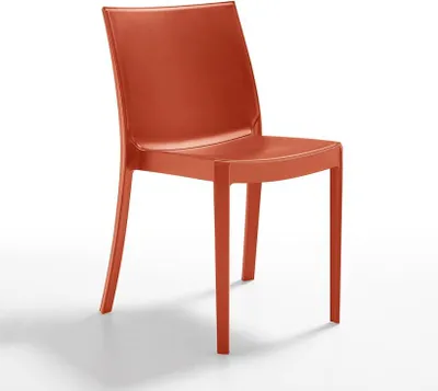 A red chair on a white background.