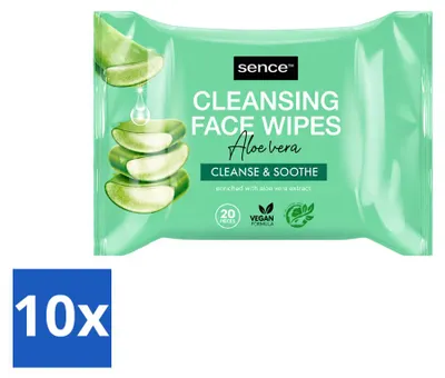 Productafbeelding van 10 x Sence Aloe Vera gezichtsreinigingsdoekjes - 20 stuks - voordeelverpakking - 10 stuks