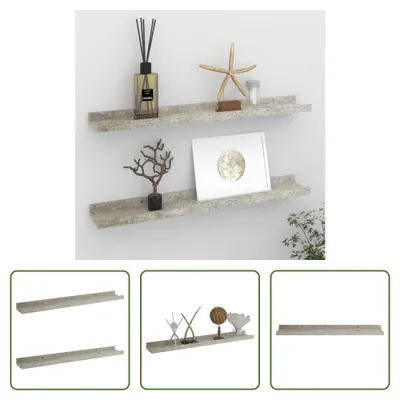 Produktbild von The Living Store Wandregale 2 Stk. Betongrau 60x9x3 cm