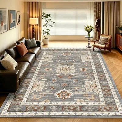 Immagine prodotto di Tappeto 160x230 cm, stile moderno vintage, colore grigio-blu, pelo corto, morbido