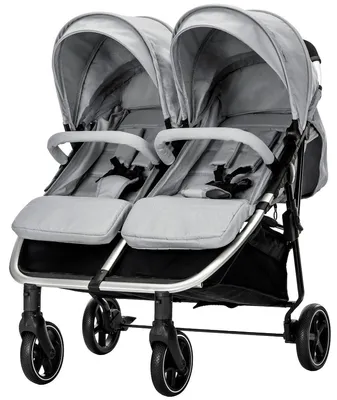 Produktbild von Lorelli DUO Zwillingsbuggy/Geschwisterbuggy bis 22 kg – 2 Sitze, Liegeposition, Alurahmen, Einhand-Faltung, großes Verdeck, EN 1888
