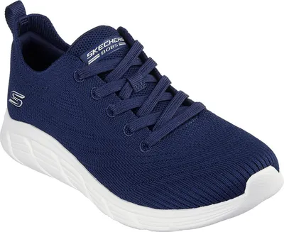 A navy blue Skechers BOBS B Flex Lo-Graceful Stride women's running shoe is shown from a side-front angle against a white background.