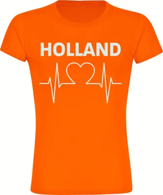 Produktbild von multifanshop Damen T-Shirt - Holland - Herzschlag, orange-2, Größe XL