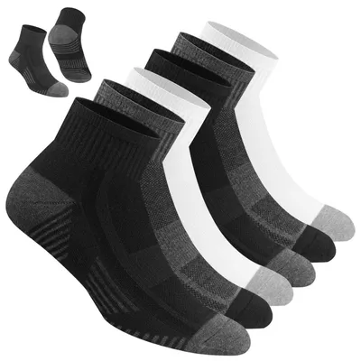 Produktbild von Sportsocken Herren Viertellang 6 Paar Größe 47-50 Baumwolle Schwarz Grau Weiß