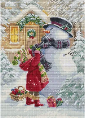 Produktbild von Luca-S Kreuzstich Set "Das Mädchen mit Geschenken", Zählmuster, 24x33cm