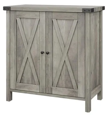 Immagine prodotto di Credenza - Credenza a 2 ante - Ripiani regolabili - Legno - Stile rustico retrò - Per ingresso/soggiorno/cucina - Grigio