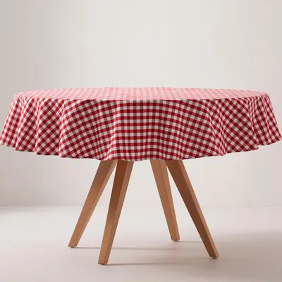 Zdjęcie produktu dla GAMUSI Wodoodporny obrus "Vichy Check" 160x160 cm Bawełna Odporny na plamy Zmywalny - Czerwony