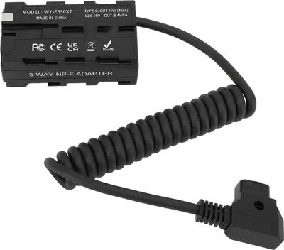 Immagine prodotto di D Tap to NP F970 F570 F550 Cavo a spirale per batteria fittizia a doppia faccia Alimentazione accoppiatore CC per fotocamera digitale Monitor a luce LED