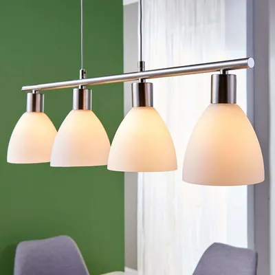 Produktbild von Lindby - Moderne hanglamp staal - SimeonI 4-flammig I Wohnzimmer I Schlafzimmer - Stahl Länglich - LED geeignet E14