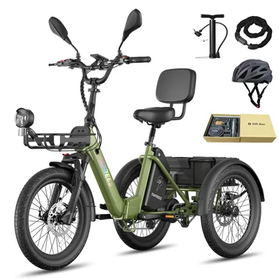 Produktbild von Elektro Dreirad mit 180 kg Nutzlast, 48 V 21 Ah Lithium Akku, 85 km Reichweite, für Fahrergröße 160-200 cm, Grün