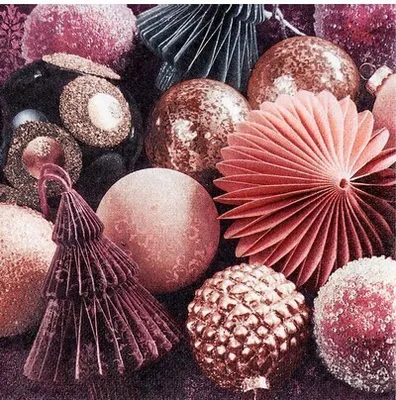 Produktbild von 20 kleine Cocktailservietten Mauve Baubles - Weihnachtsschmuck modern 25x25cm