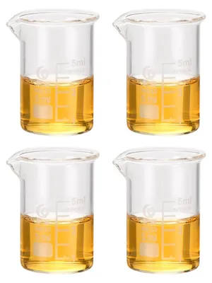 4er-Set 5 ml Messbecher aus Borosilikatglas, niedrige Form