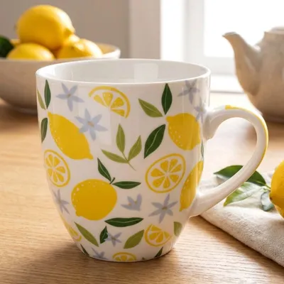 Image de Mug en porcelaine à motif citron, capacité 1 L